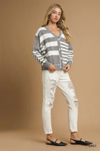 Cable-Knit Stripe Button-Up Cardigan – Chic Cozy Layering Sweater