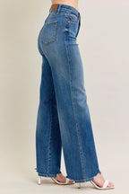 Judy Blue High Waist Tummy Control Wide Jeans – Chew Hem Destroyed