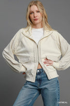 Jacquard Jacket – Linen Blend Textured Zip-Up for Modern Style