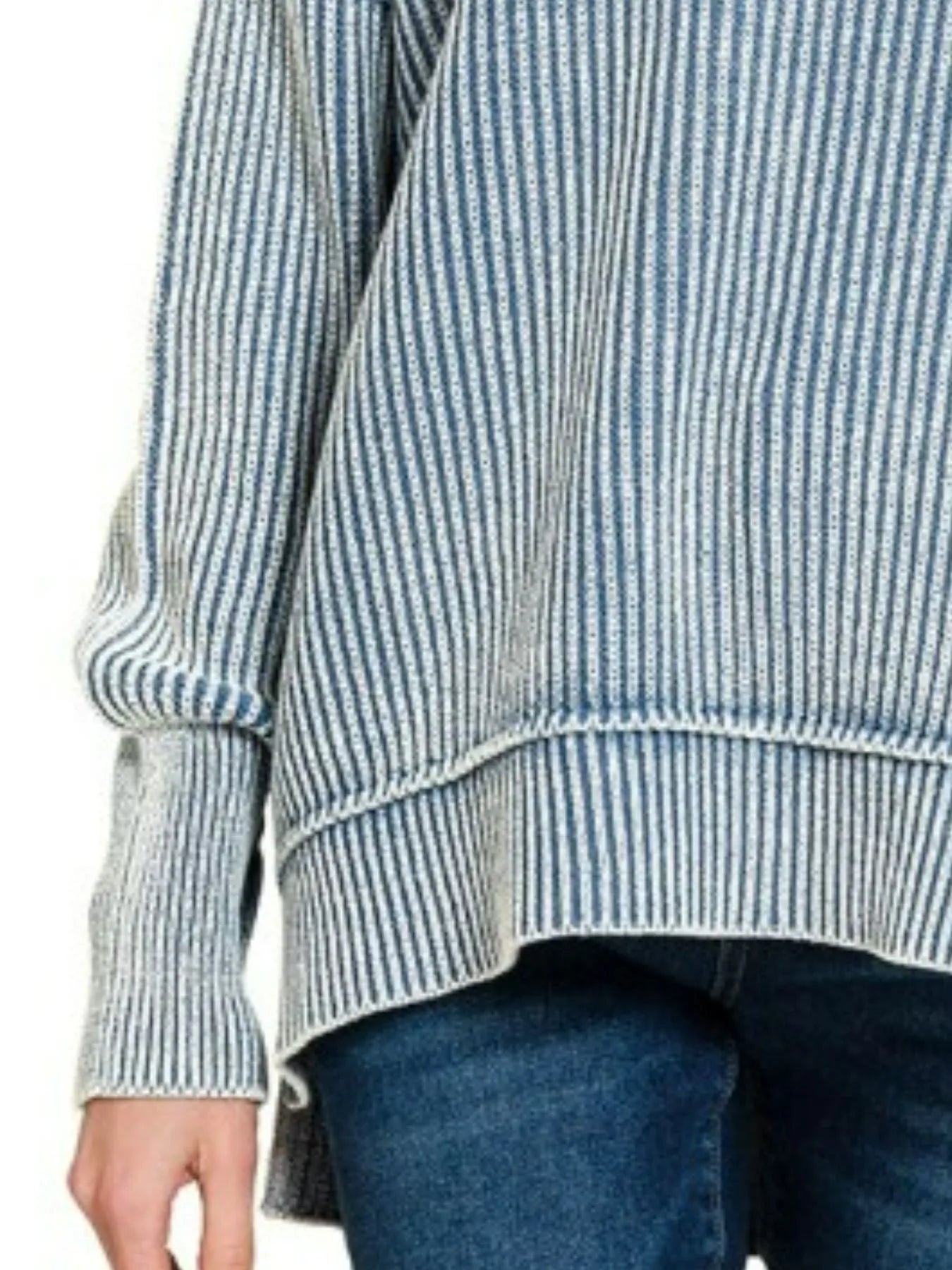 Dusty Blue Oversized Ribbed Knit Pullover – Chic Everyday Sweater