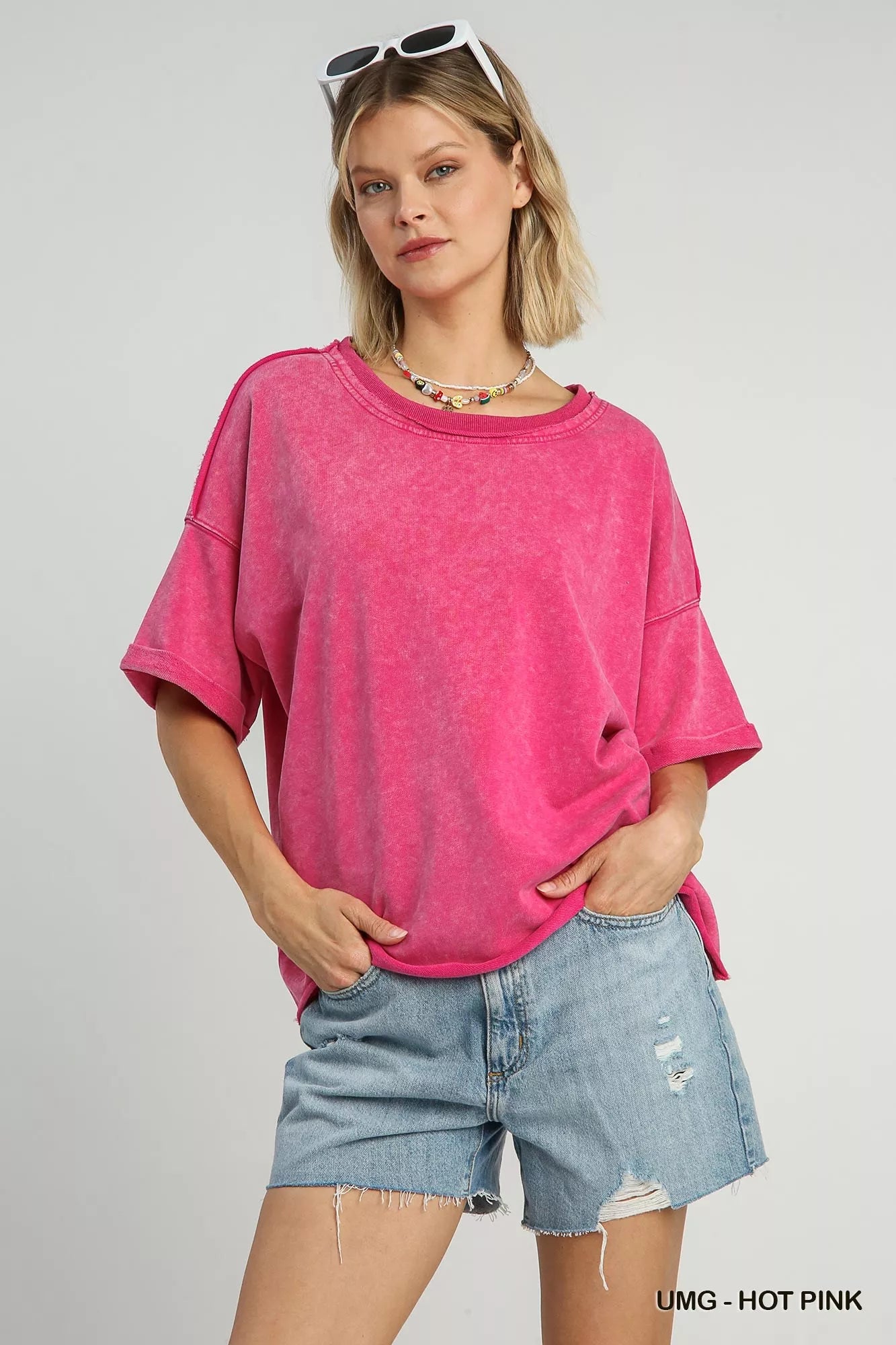 Umgee Oversized Vintage Pink T-Shirt – Relaxed Fit, Soft Cotton Blend & Everyday Style