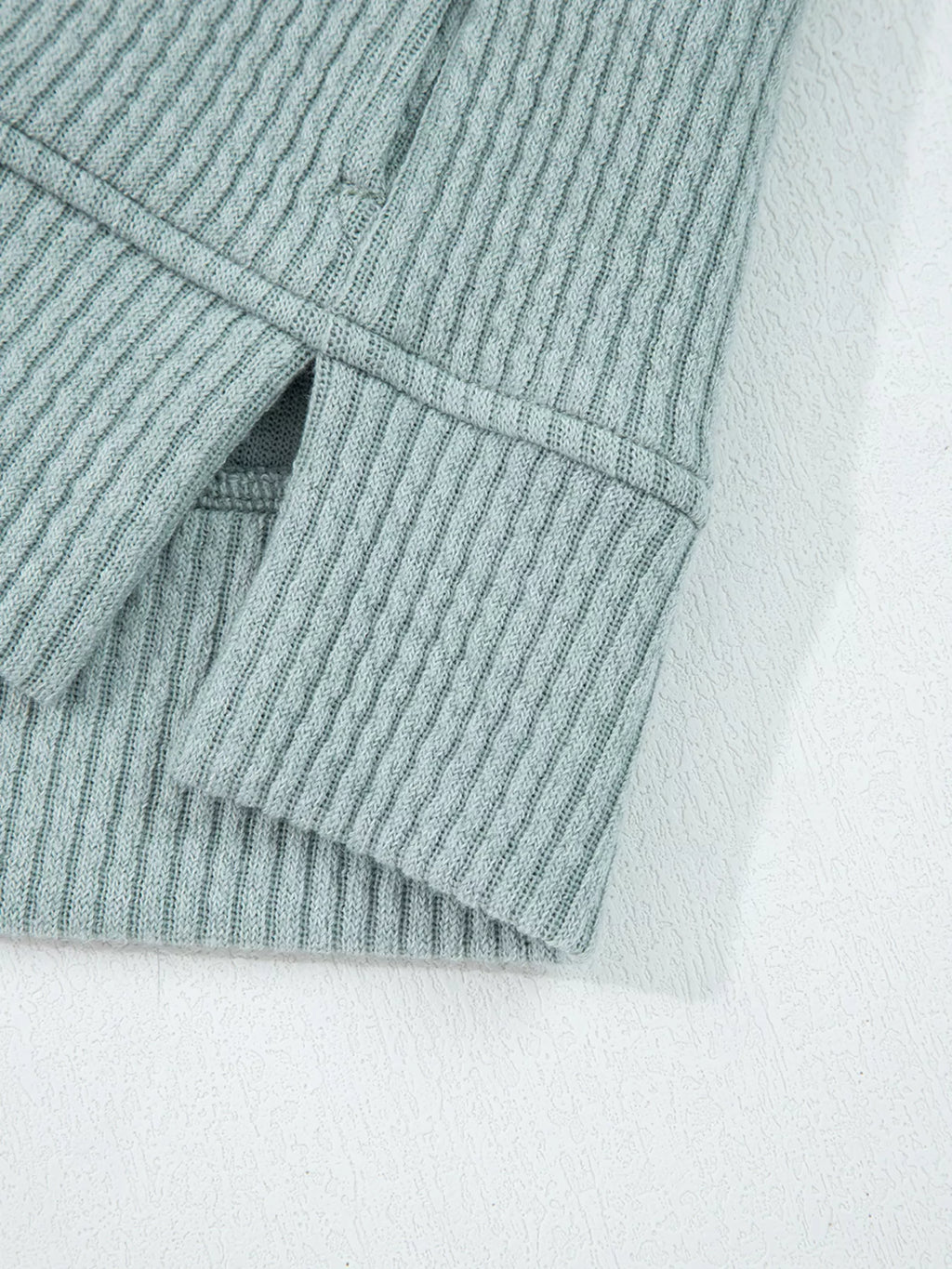 Ribbed Drop Shoulder Knit Hoodie – Cozy Casual Pullover