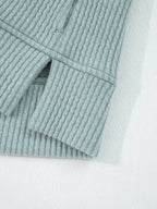 Ribbed Drop Shoulder Knit Hoodie – Cozy Casual Pullover
