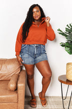 Double Take Half Zip Long Sleeve Hoodie