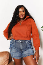 Double Take Half Zip Long Sleeve Hoodie