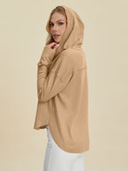 Double Take High Low Dropped Shoulder Long Sleeve Hoodie