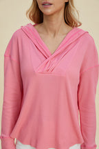 Double Take High Low Dropped Shoulder Long Sleeve Hoodie