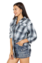 Plaid Button-Up Blouse