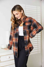 Plaid Button-Up Blouse