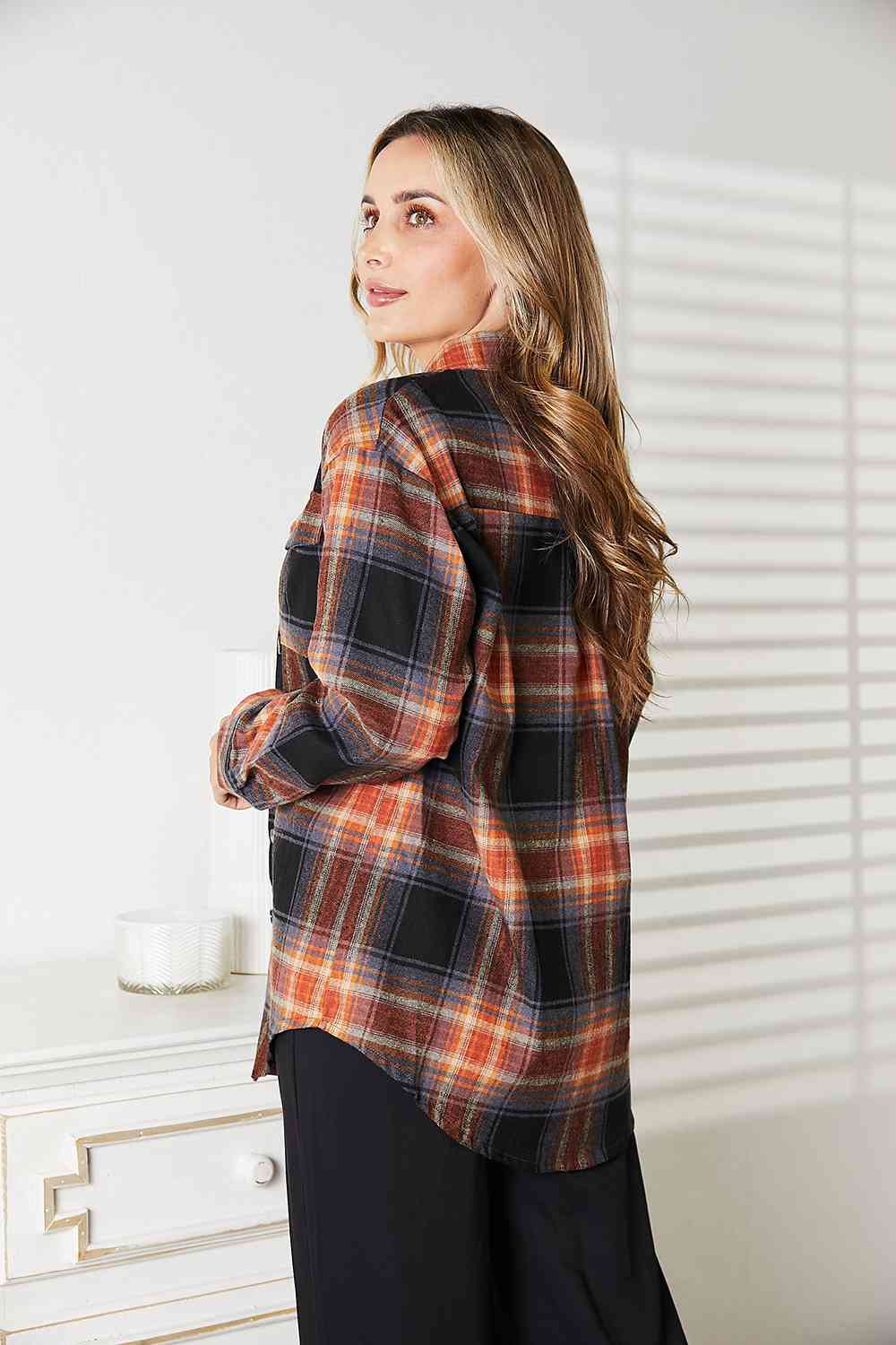 Plaid Button-Up Blouse