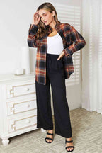 Plaid Button-Up Blouse