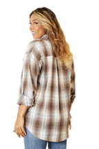 Plaid Button-Up Blouse