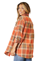 Plaid Button-Up Blouse