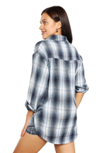 Plaid Button-Up Blouse
