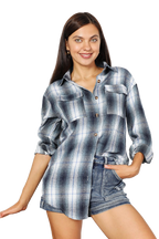 Plaid Button-Up Blouse