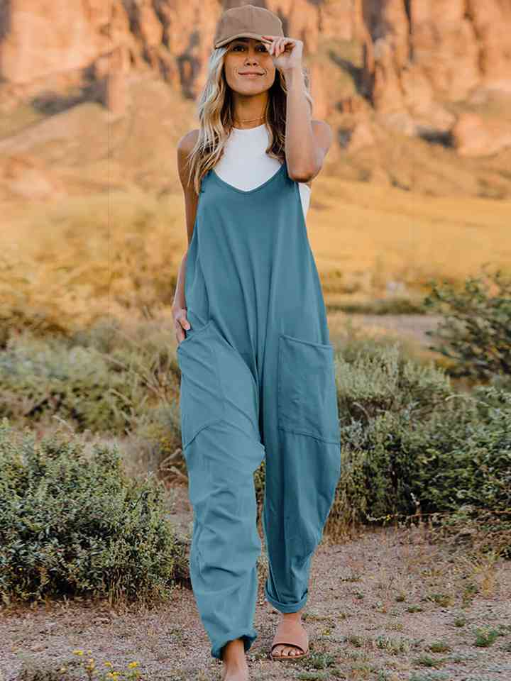 Double Take V-Neck Sleeveless Jumpsuit with Pockets – Chic & Comfy