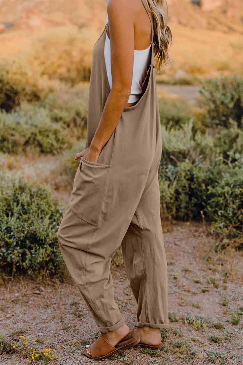 Double Take V-Neck Sleeveless Jumpsuit with Pockets – Chic & Comfy