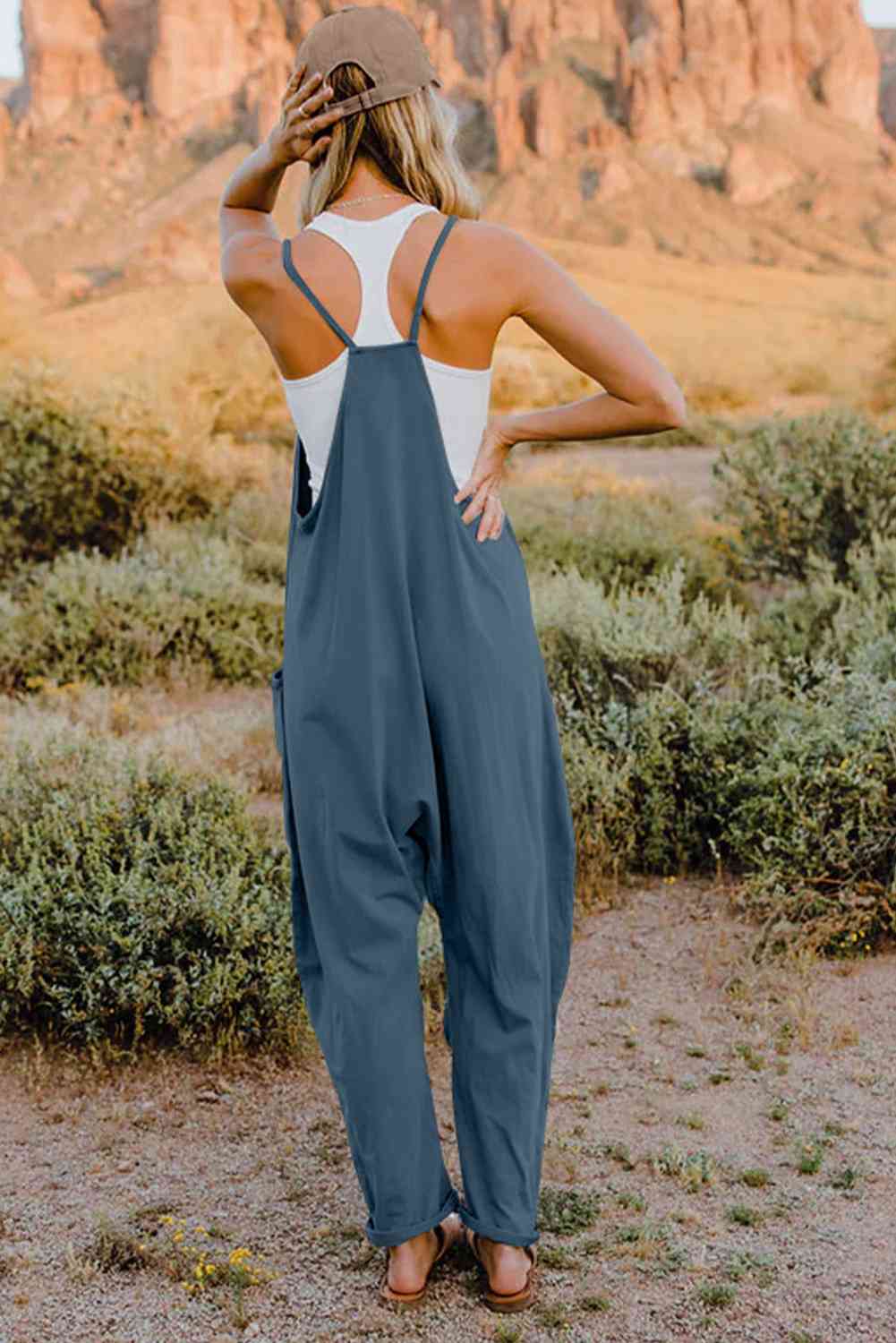Double Take V-Neck Sleeveless Jumpsuit with Pockets – Chic & Comfy