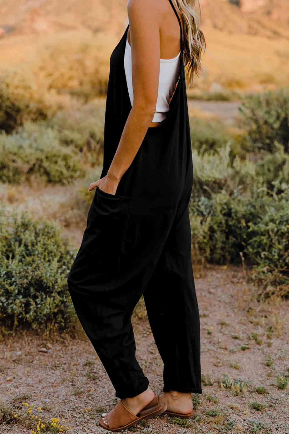 Double Take V-Neck Sleeveless Jumpsuit with Pockets – Chic & Comfy