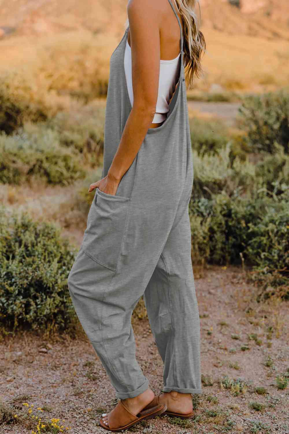 Double Take V-Neck Sleeveless Jumpsuit with Pockets – Chic & Comfy