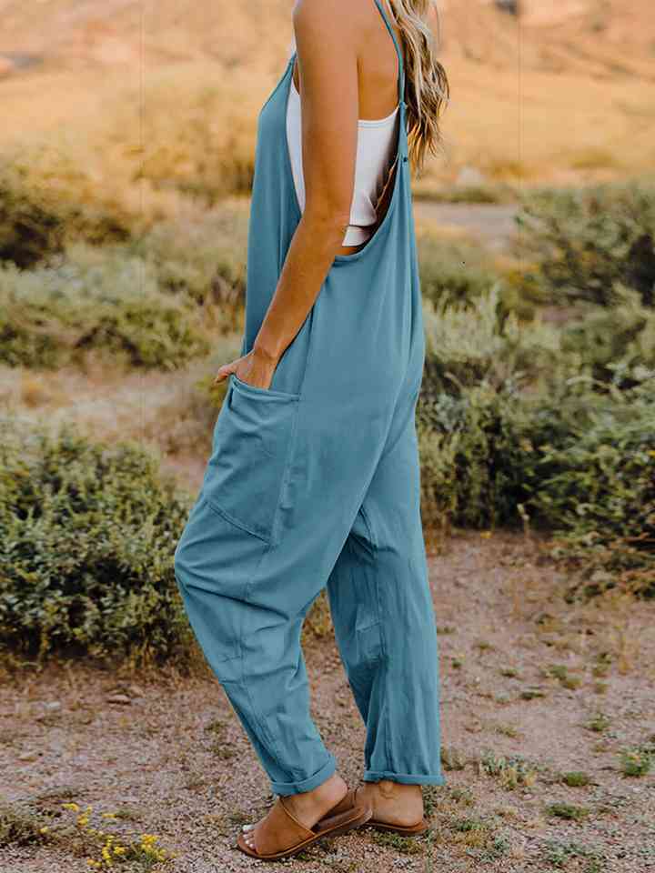 Double Take V-Neck Sleeveless Jumpsuit with Pockets – Chic & Comfy