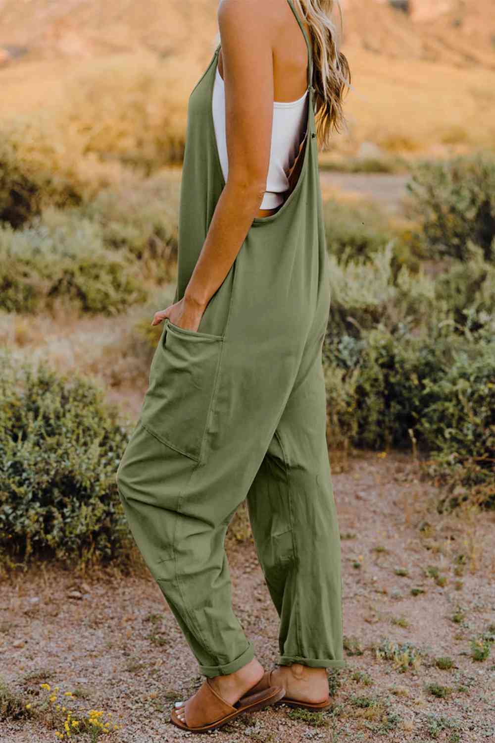 Double Take V-Neck Sleeveless Jumpsuit with Pockets – Chic & Comfy