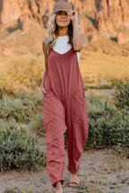 Double Take V-Neck Sleeveless Jumpsuit with Pockets – Chic & Comfy