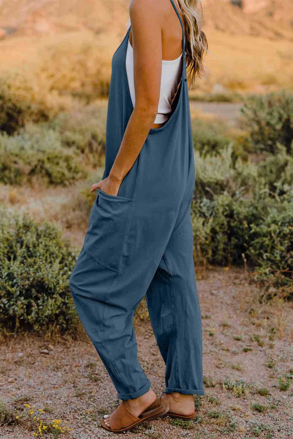 Double Take V-Neck Sleeveless Jumpsuit with Pockets – Chic & Comfy