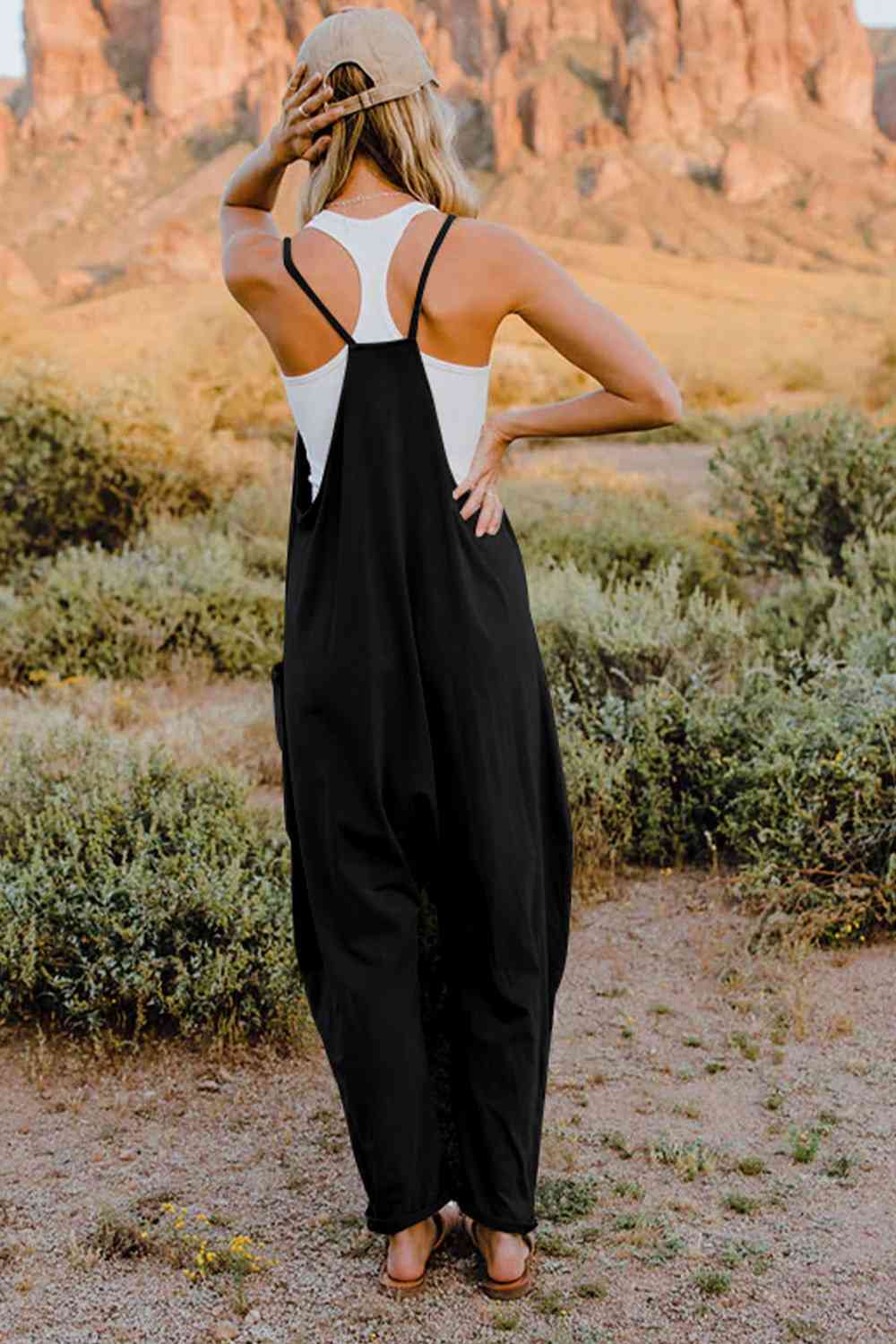 Double Take V-Neck Sleeveless Jumpsuit with Pockets – Chic & Comfy