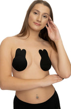 Dreamkue Black Adhesive Strapless Backless Push Up Invisible Bra D Cup