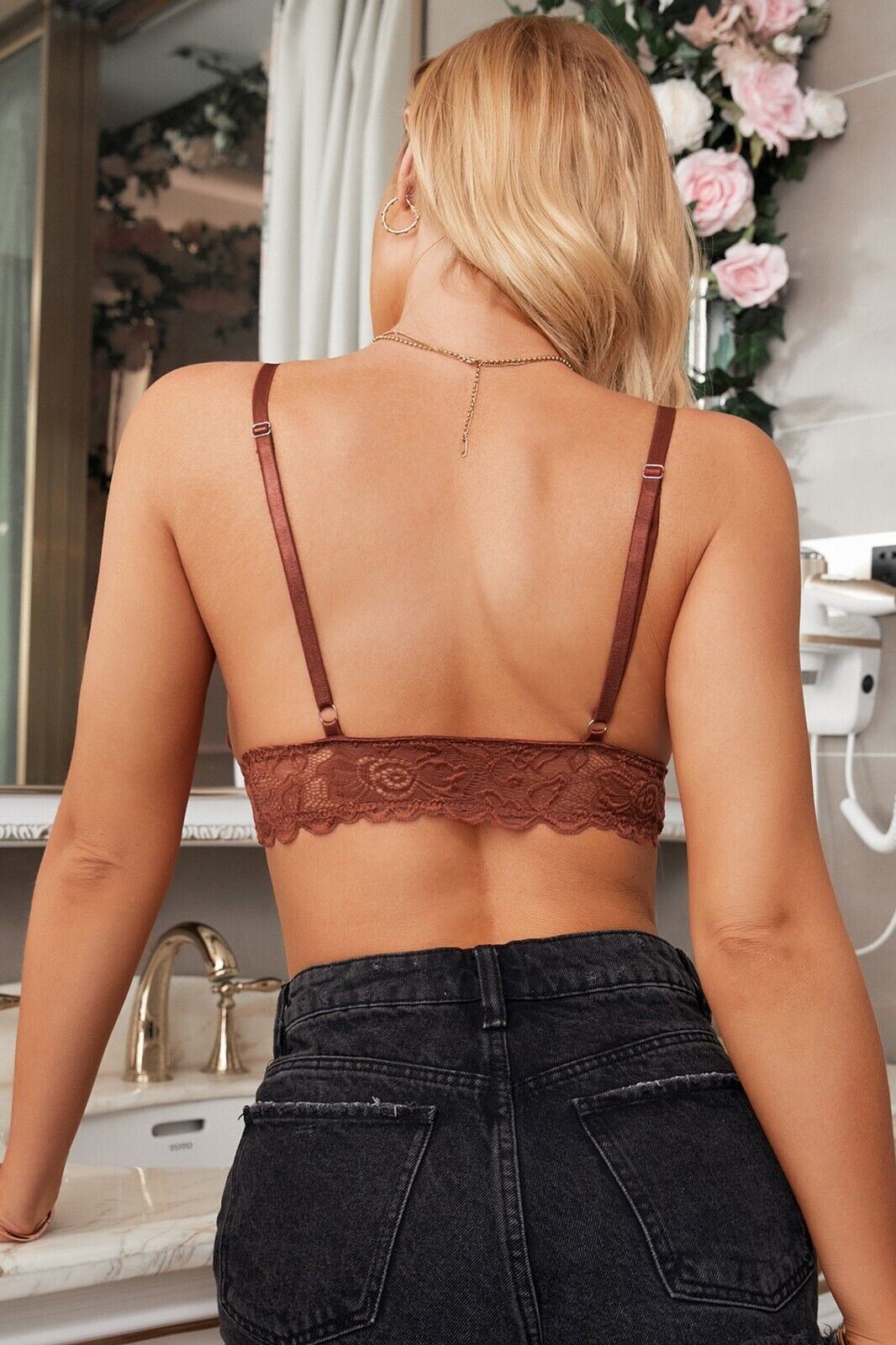 Dreamkue Copper Adjustable Strappy Lace Bralette