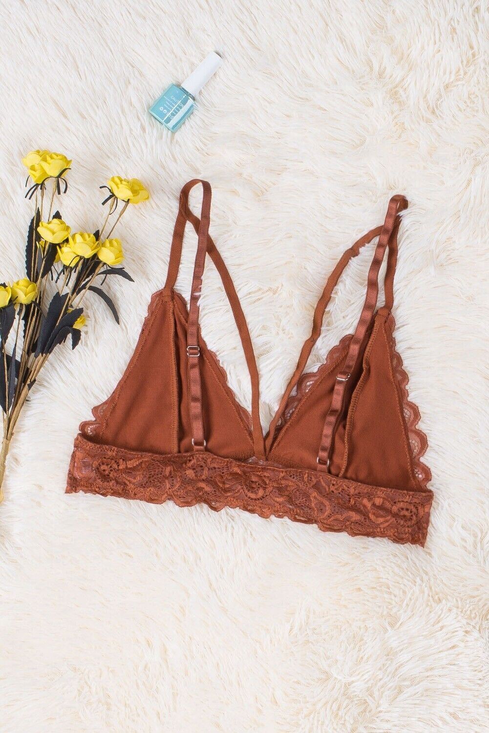Dreamkue Copper Adjustable Strappy Lace Bralette