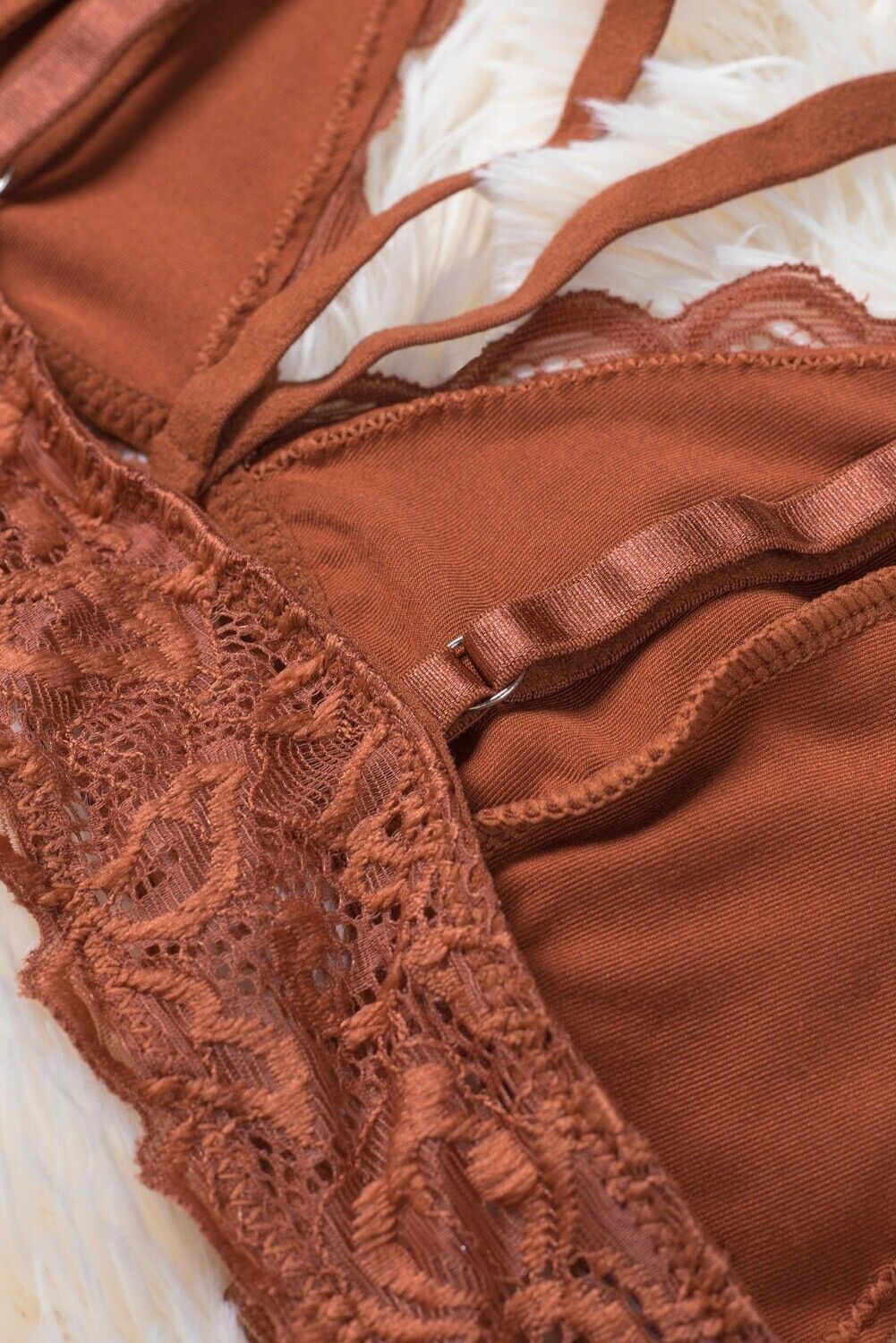 Dreamkue Copper Adjustable Strappy Lace Bralette
