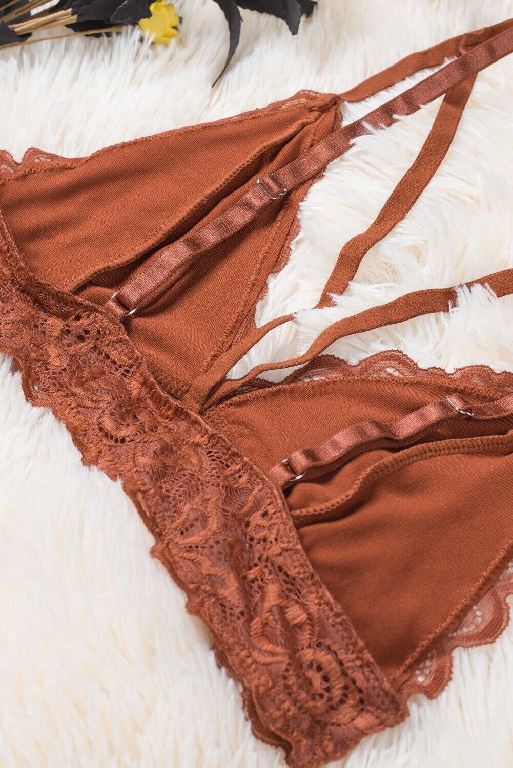 Dreamkue Copper Adjustable Strappy Lace Bralette