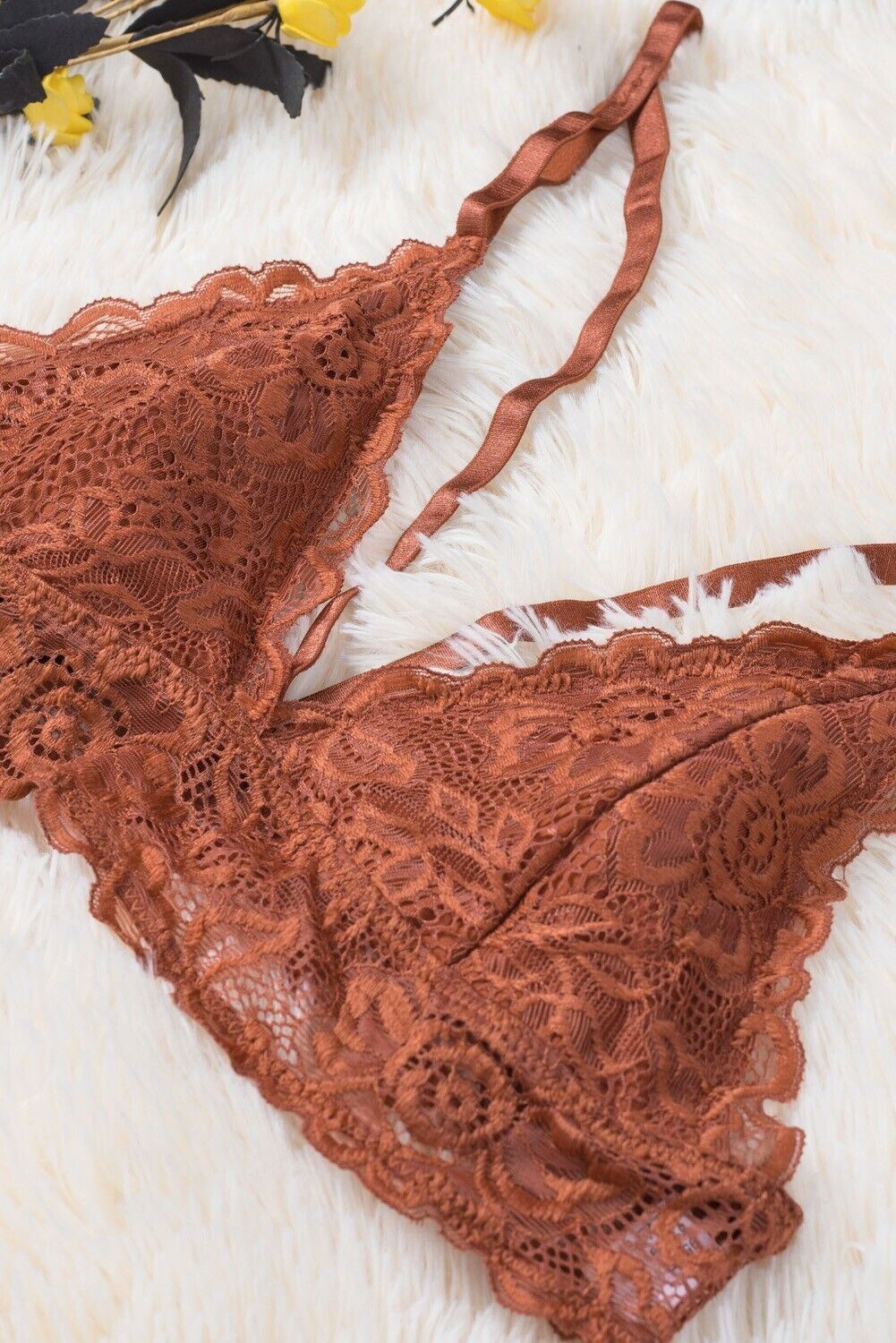 Dreamkue Copper Adjustable Strappy Lace Bralette
