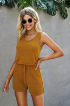 Dreamkue Crewneck Sleeveless Drawstring Loose Romper