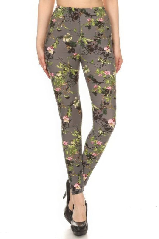 Dreamkue Floral Printed High Waisted Leggings With An Elastic Waist - CLEARANCE