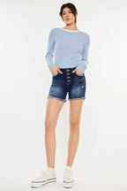 Dreamkue-Kan Can Women's Mid Rise Button Fly Denim Shorts