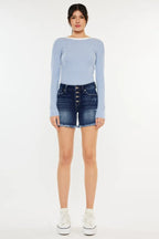 Dreamkue-Kan Can Women's Mid Rise Button Fly Denim Shorts