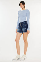Dreamkue-Kan Can Women's Mid Rise Button Fly Denim Shorts