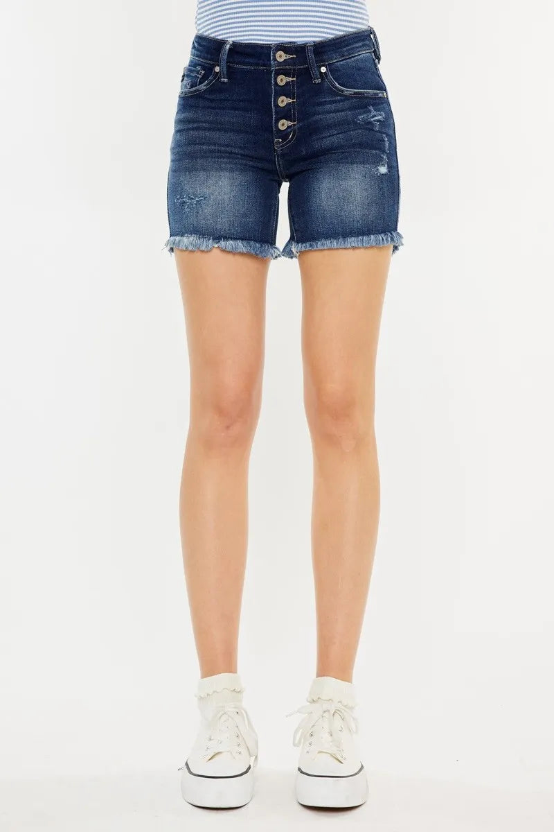 Dreamkue-Kan Can Women's Mid Rise Button Fly Denim Shorts