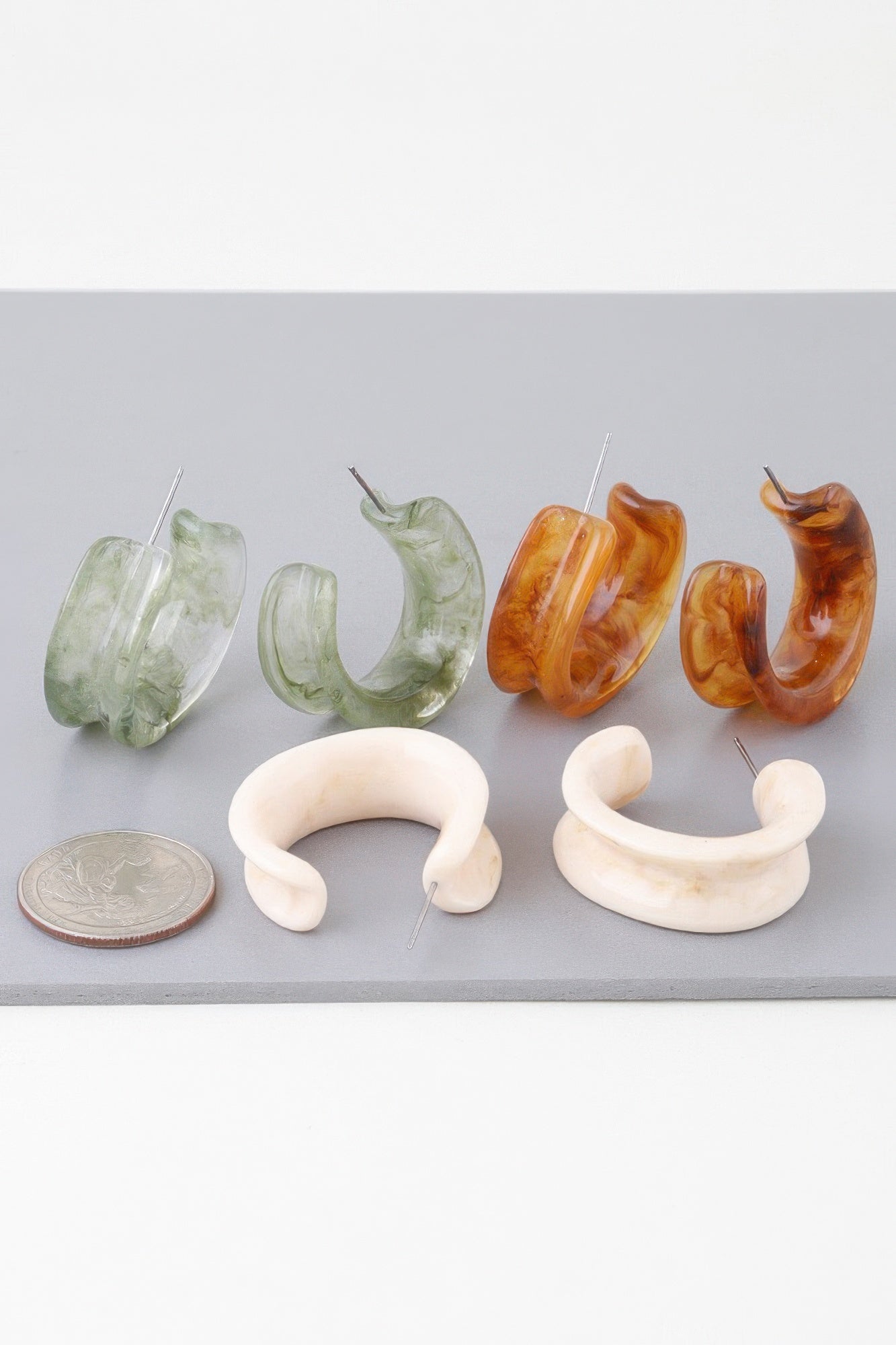 Dreamkue Multi Marble Stone Hoop Earrings