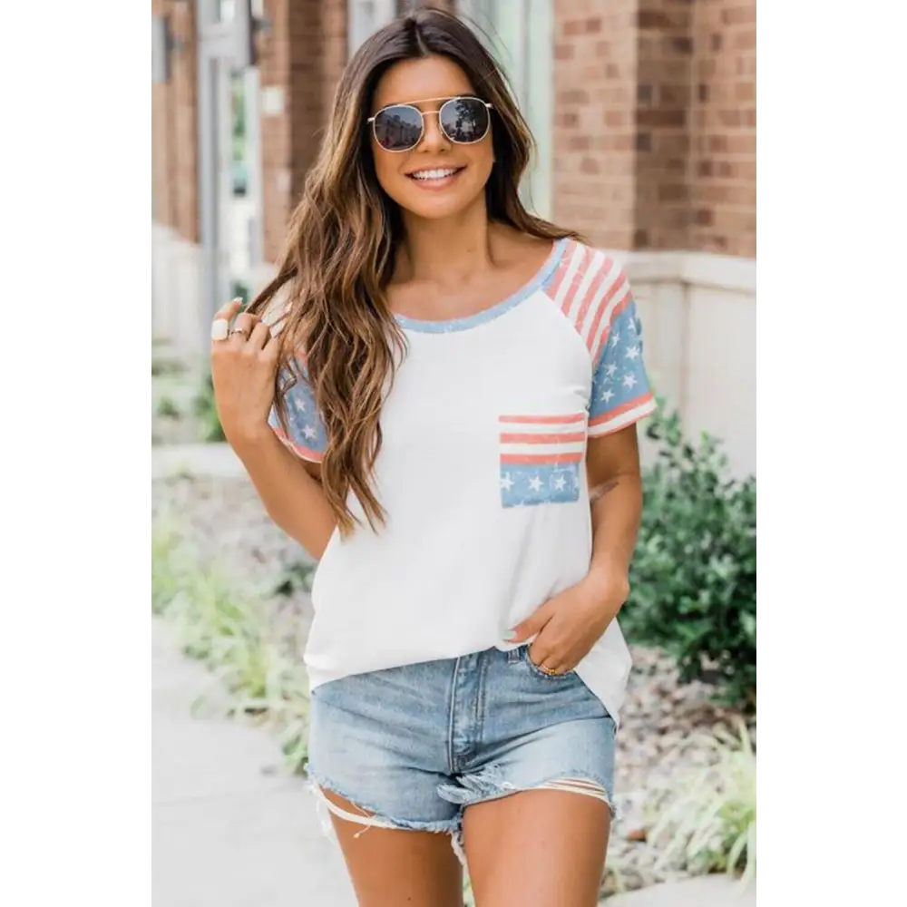Red White & Blue Pocket Tee
