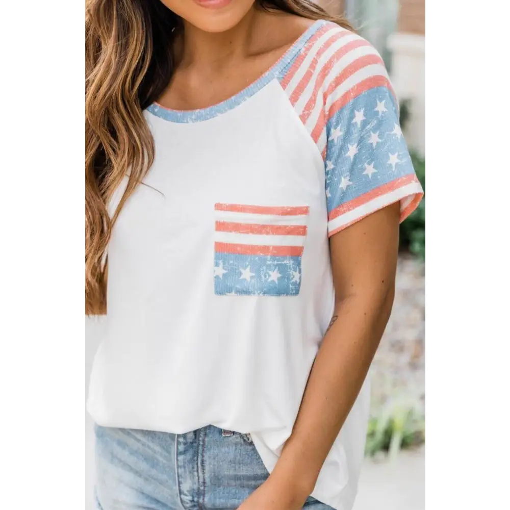 Red White & Blue Pocket Tee