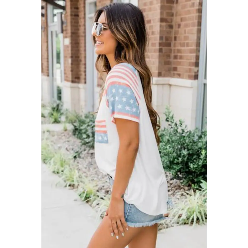 Red White & Blue Pocket Tee