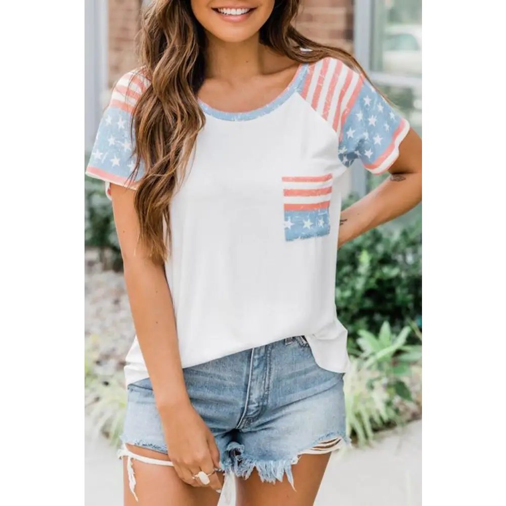 Red White & Blue Pocket Tee