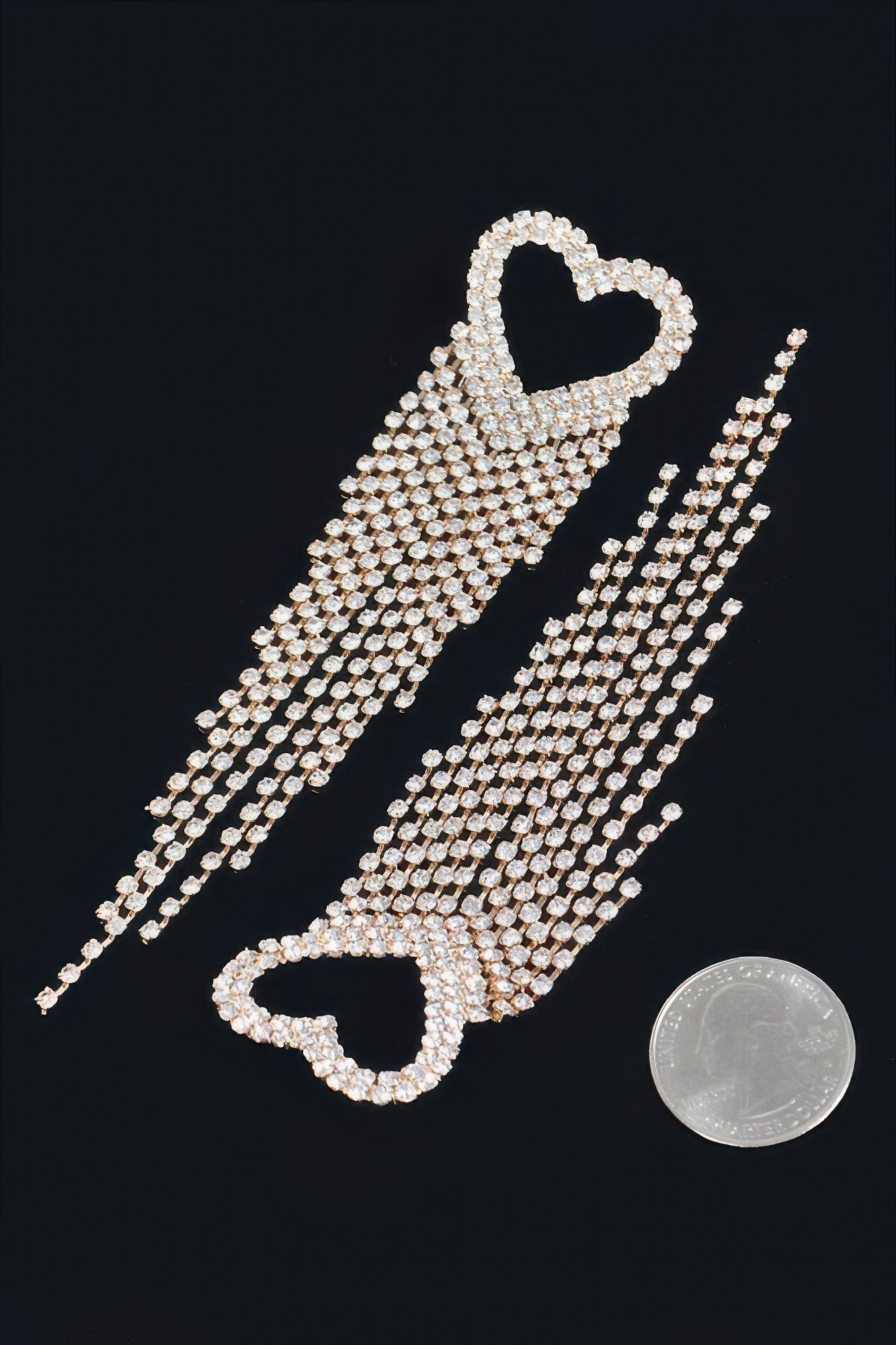 Dreamkue Rhinestone Heart Fringe Earring