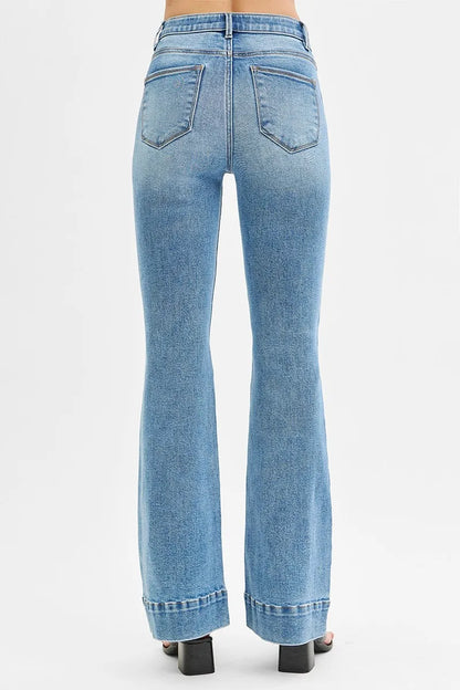 Dreamkue Risen Tummy Control Elastic Band High Rise Flare Jeans
