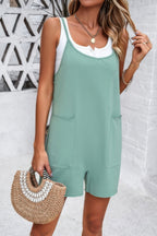 Dreamkue Scoop Neck Spaghetti Straps Loose Fit Solid Romper