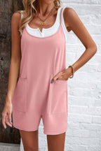 Dreamkue Scoop Neck Spaghetti Straps Loose Fit Solid Romper